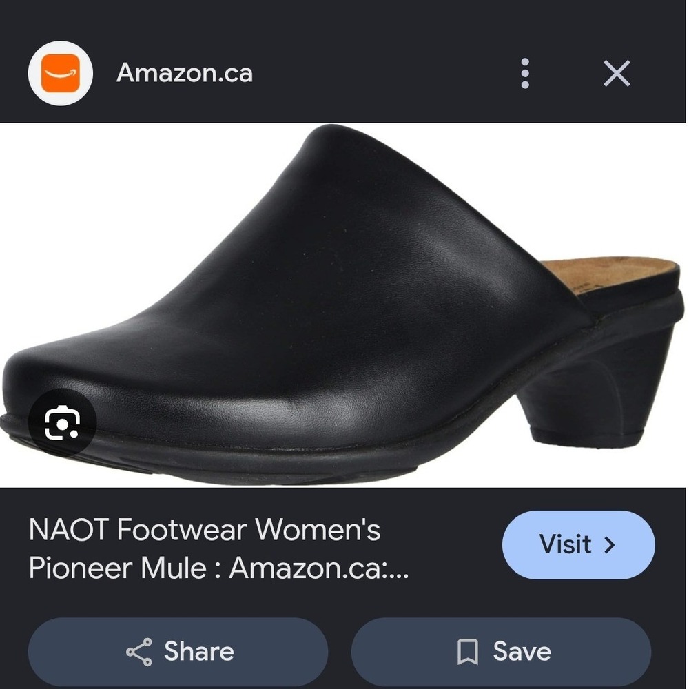 Naot Black Leather Pioneer Mules Comfort Block Heel Shoes Sz US 9.5 Minimalist
